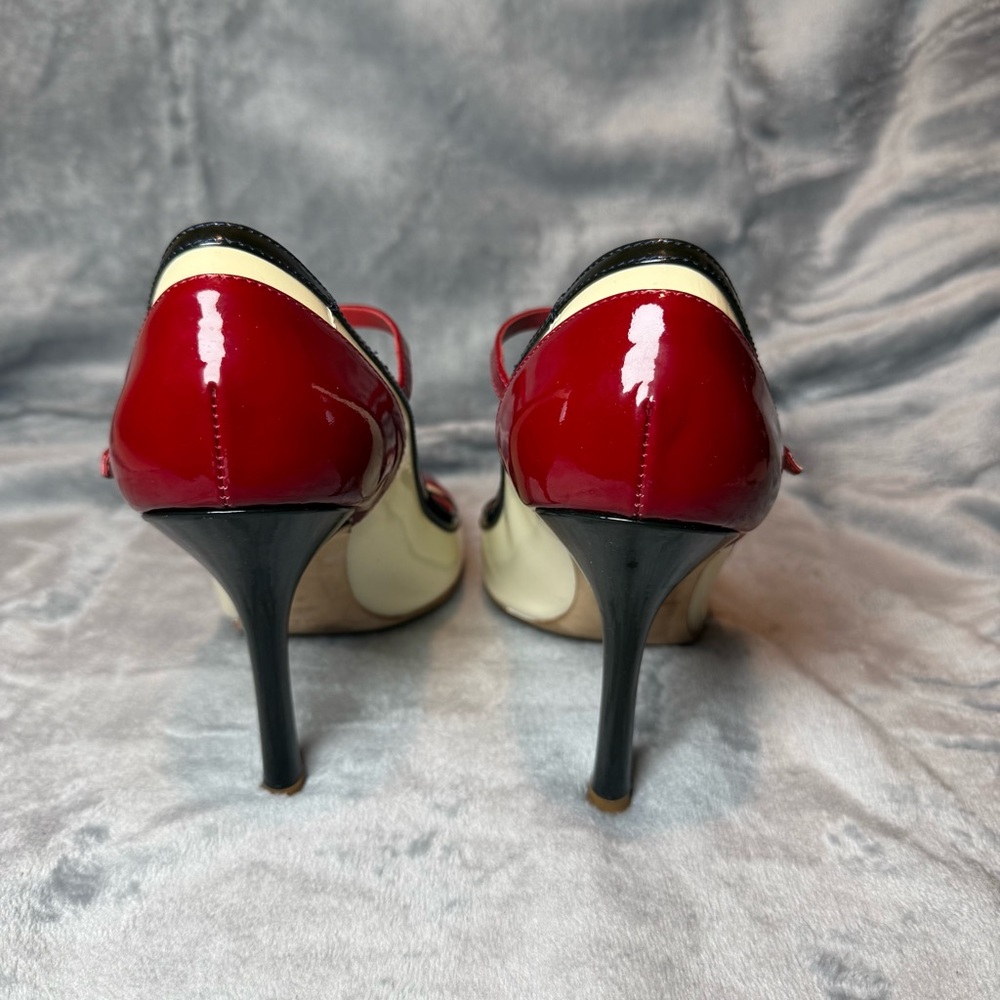 DSQUARED2 Red and Cream Mary Jane Heels - Picture 4 of 12